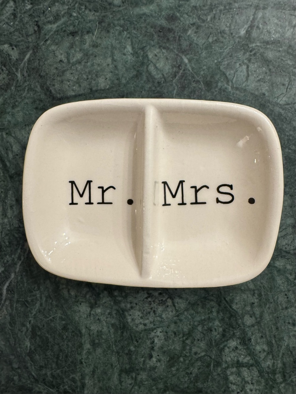 NWT Creative Co-Op Divided Mr. & Mrs. Ceramic m Dish